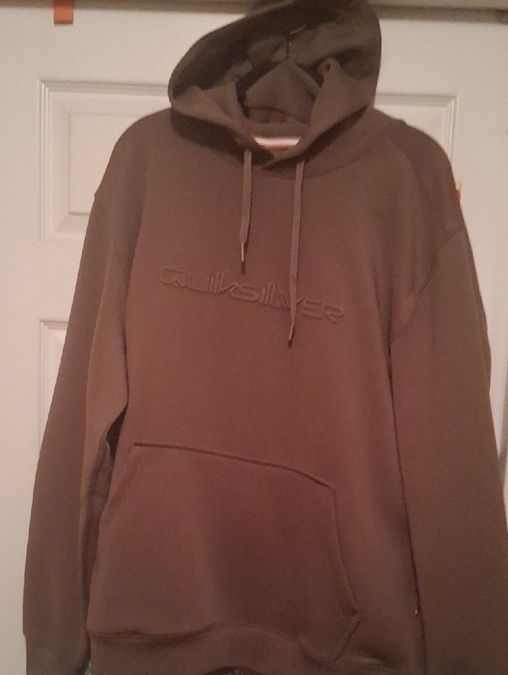 Quiksilver Men's Brown Hoodie with Embossed Logo L
